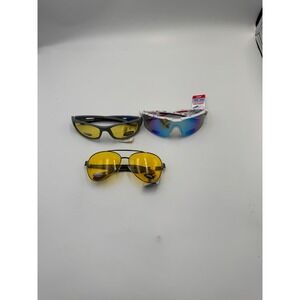 Pugs Night Driving Polarized Sunglasses & Americana Sport Shield 3 Pair Bundle